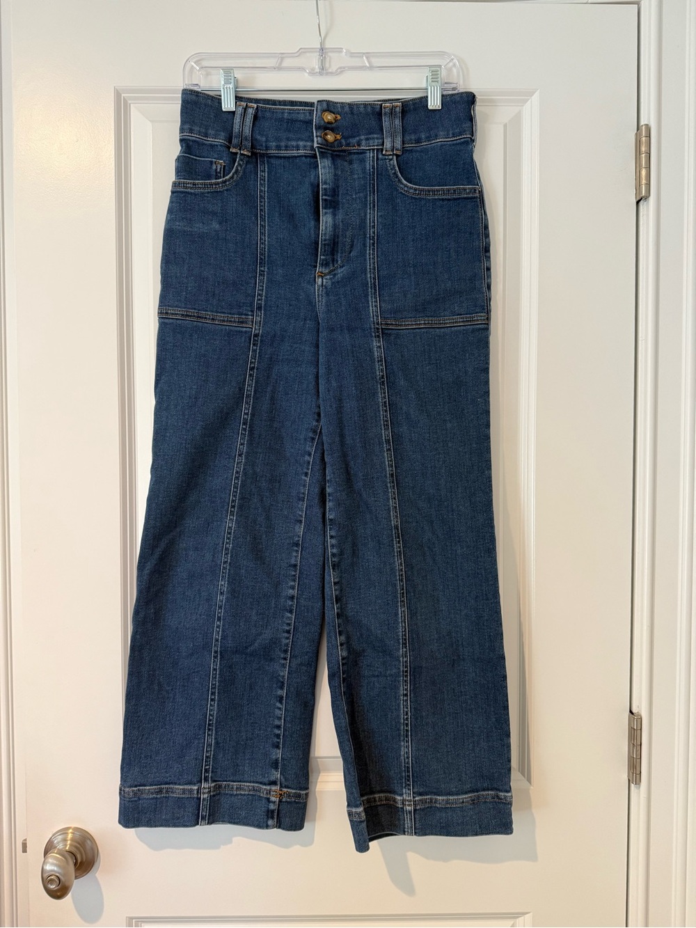 Pilcro Dark Blue Wide-Leg High-Rise Jeans